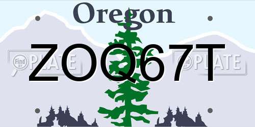 ZOQ67T Oregon License Plate