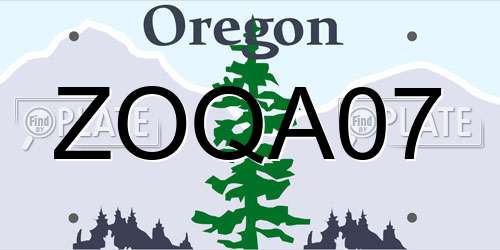 ZOQA07 Oregon License Plate