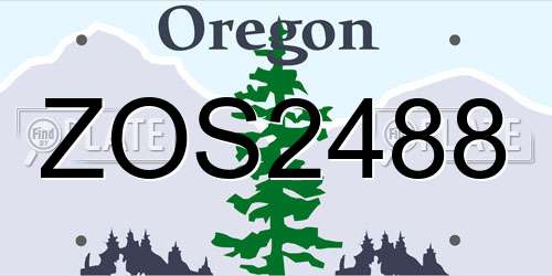 ZOS2488 Oregon License Plate