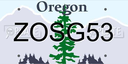 ZOSG53 Oregon License Plate