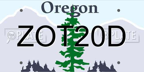 ZOT20D Oregon License Plate