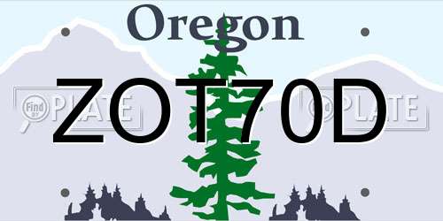 ZOT70D Oregon License Plate