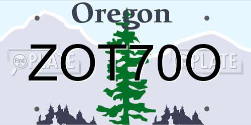 ZOT70O Oregon License Plate
