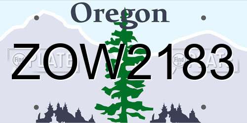 ZOW2183 Oregon License Plate