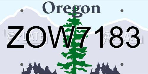 ZOW7183 Oregon License Plate