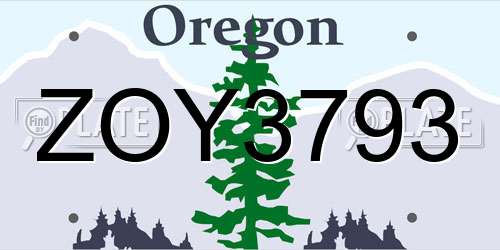 ZOY3793 Oregon License Plate