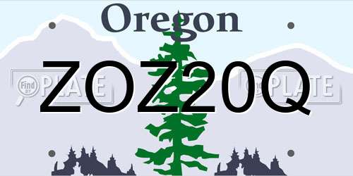 ZOZ20Q Oregon License Plate