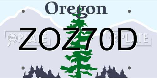ZOZ70D Oregon License Plate