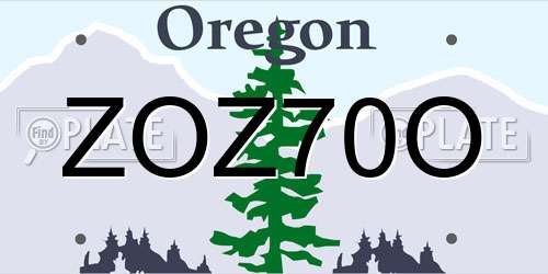 ZOZ70O Oregon License Plate