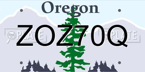 ZOZ70Q Oregon License Plate