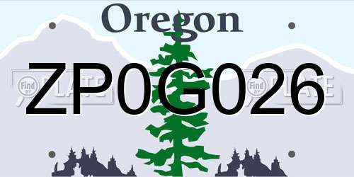 ZP0G026 Oregon License Plate