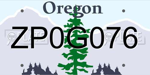 ZP0G076 Oregon License Plate
