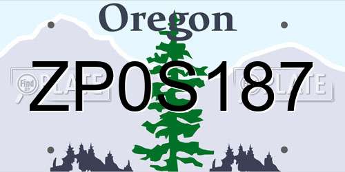 ZP0S187 Oregon License Plate