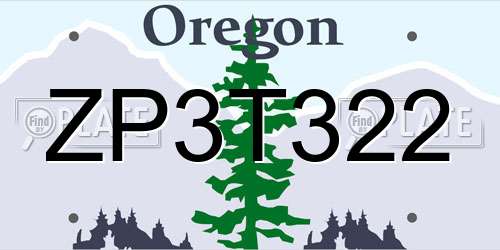 ZP3T322 Oregon License Plate