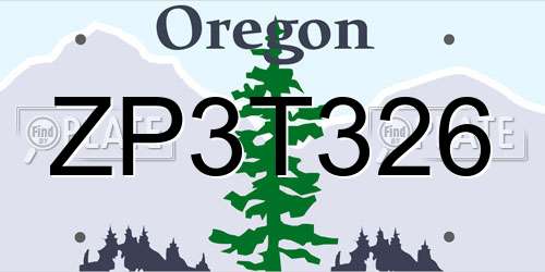ZP3T326 Oregon License Plate