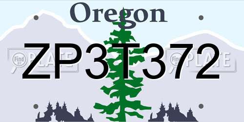 ZP3T372 Oregon License Plate