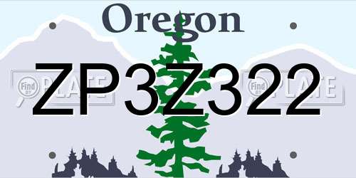 ZP3Z322 Oregon License Plate