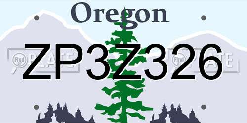 ZP3Z326 Oregon License Plate