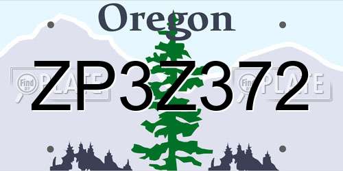 ZP3Z372 Oregon License Plate