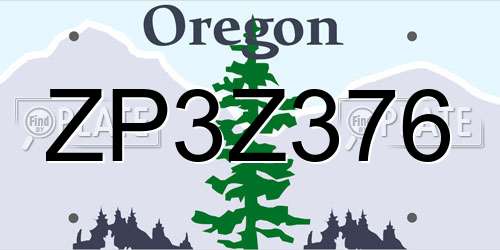 ZP3Z376 Oregon License Plate