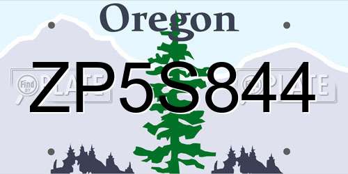 ZP5S844 Oregon License Plate