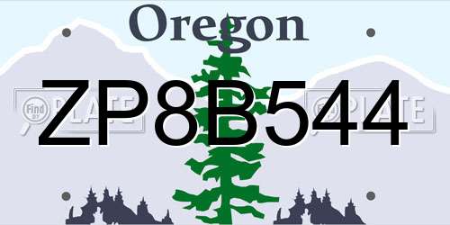 ZP8B544 Oregon License Plate