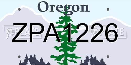 ZPA1226 Oregon License Plate
