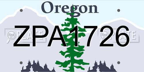 ZPA1726 Oregon License Plate