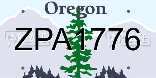 ZPA1776 Oregon License Plate