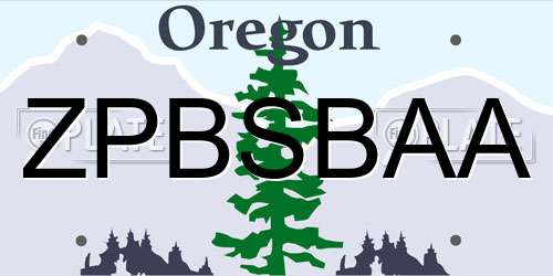 ZPBSBAA Oregon License Plate