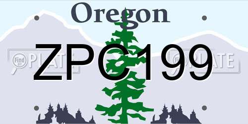 ZPC199 Oregon License Plate