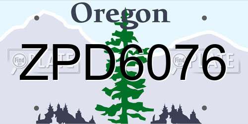 ZPD6076 Oregon License Plate