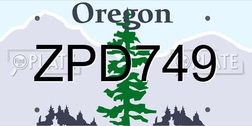 ZPD749 Oregon License Plate