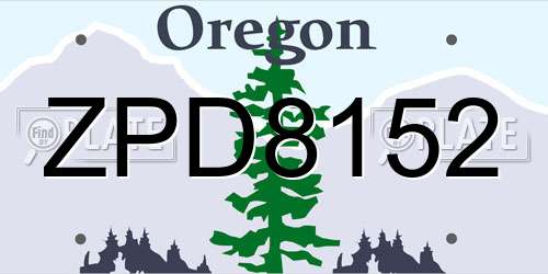 ZPD8152 Oregon License Plate