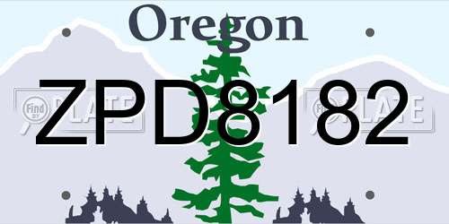 ZPD8182 Oregon License Plate