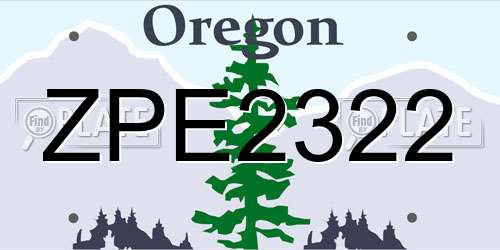 ZPE2322 Oregon License Plate