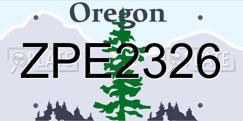 ZPE2326 Oregon License Plate