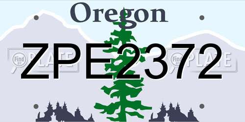 ZPE2372 Oregon License Plate