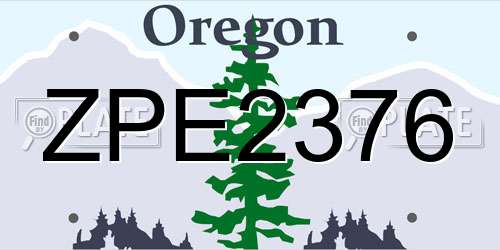 ZPE2376 Oregon License Plate