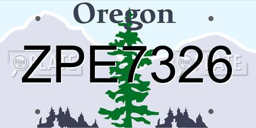 ZPE7326 Oregon License Plate