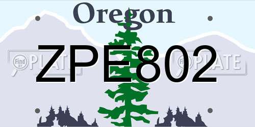 ZPE802 Oregon License Plate