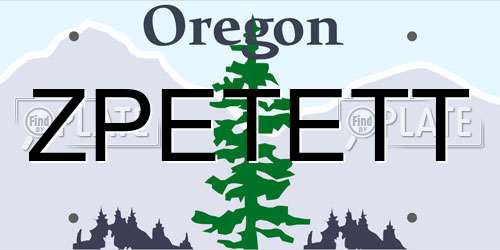 ZPETETT Oregon License Plate