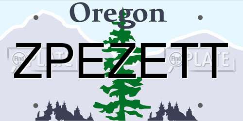 ZPEZETT Oregon License Plate