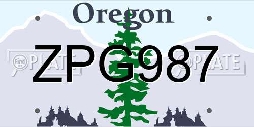 ZPG987 Oregon License Plate