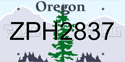 ZPH2837 Oregon License Plate