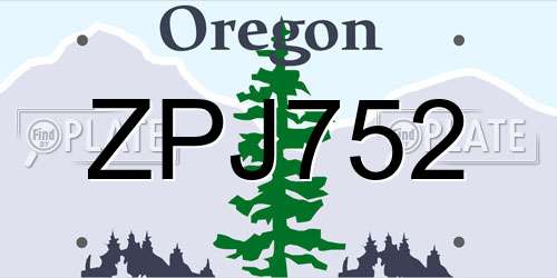 ZPJ752 Oregon License Plate