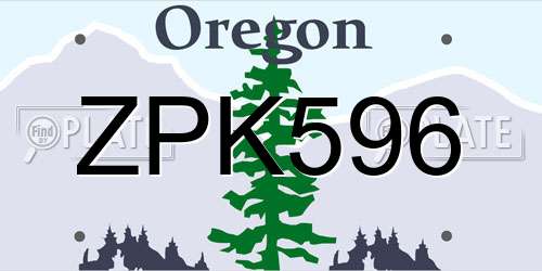 ZPK596 Oregon License Plate