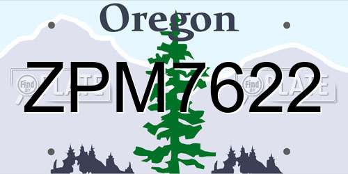 ZPM7622 Oregon License Plate