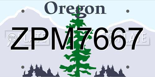 ZPM7667 Oregon License Plate