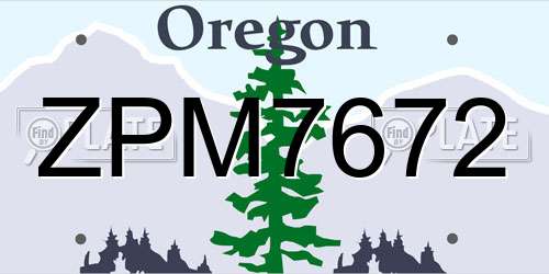 ZPM7672 Oregon License Plate